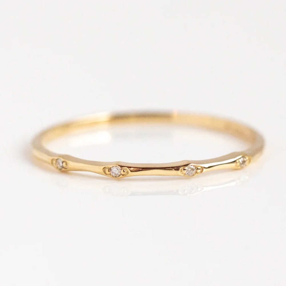 Solid Gold Textured Diamond Band